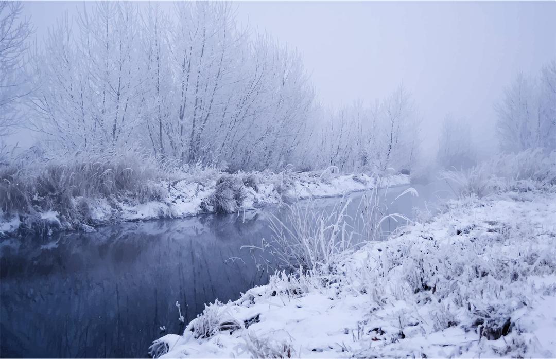 Winter River Scene png transparent