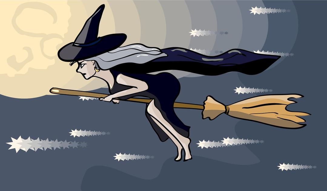 witch flying on a broom png transparent