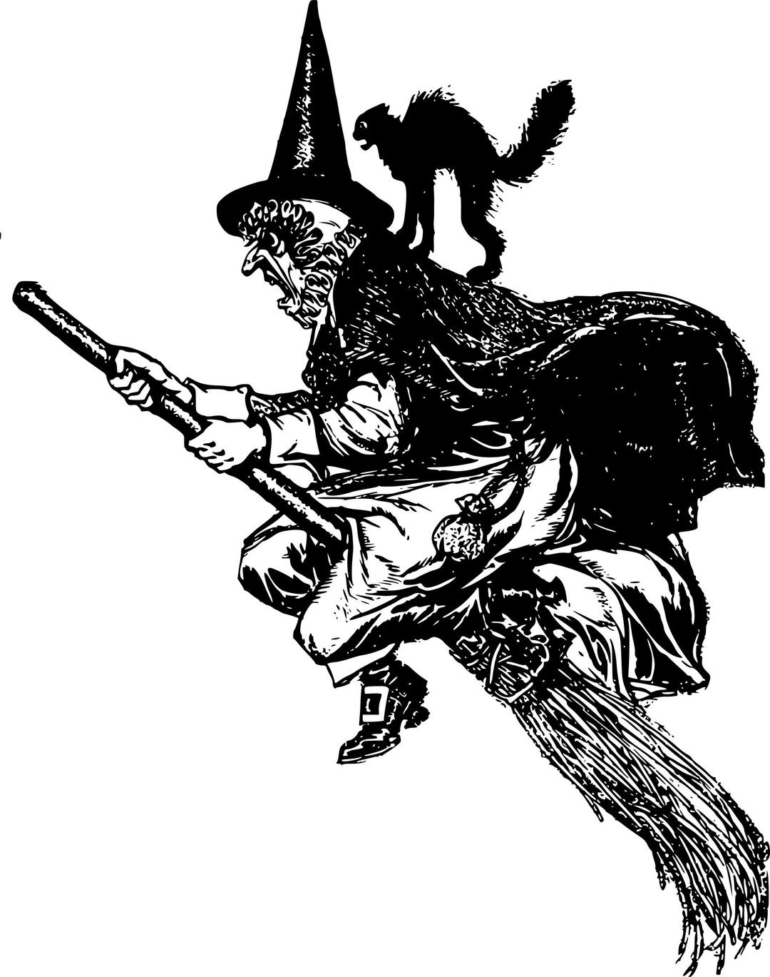 Witch on a Broom png transparent