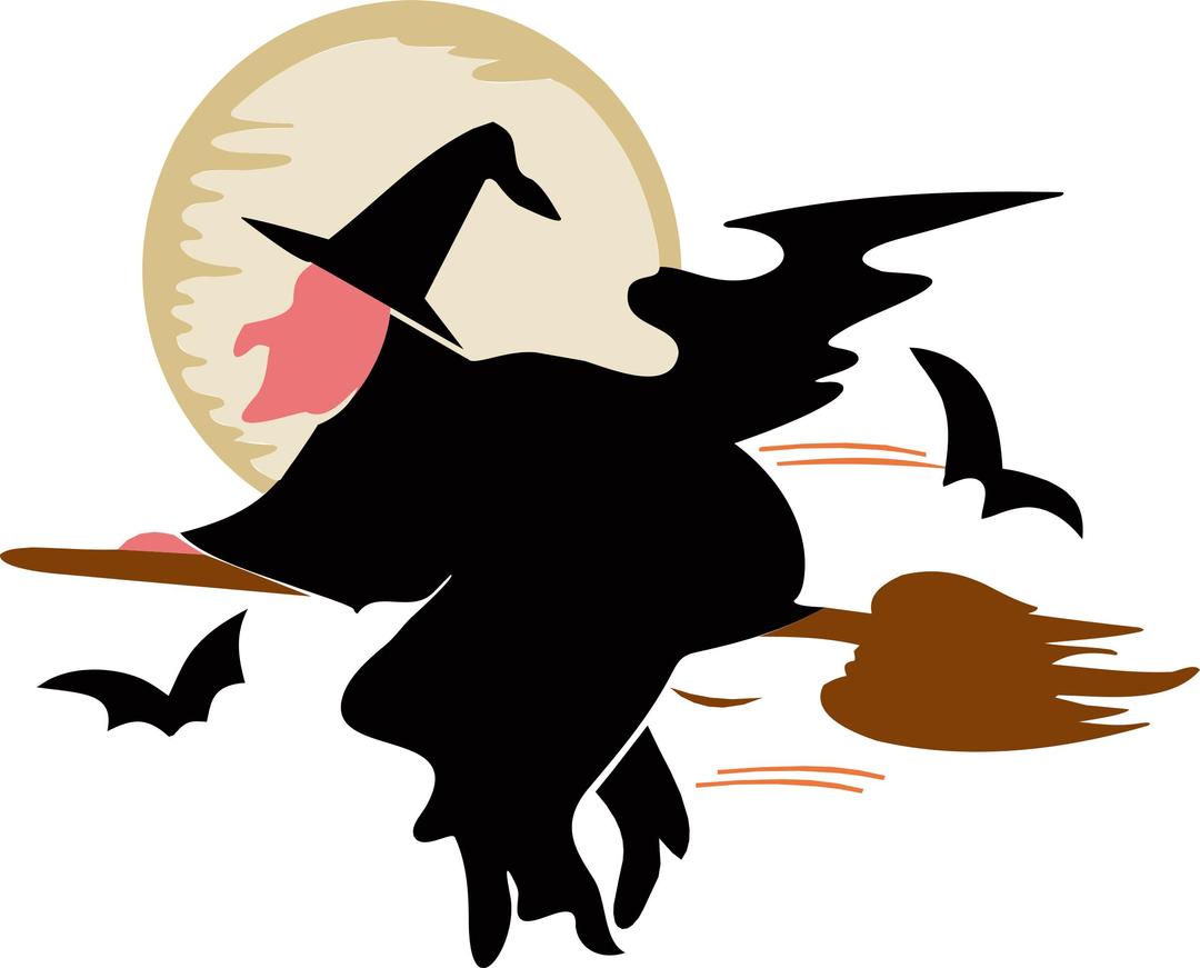 Witch over silvery moon png transparent