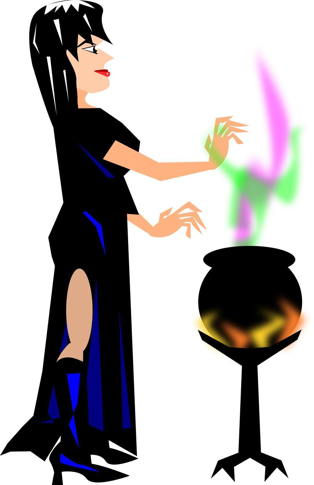 Witch with cauldron png transparent
