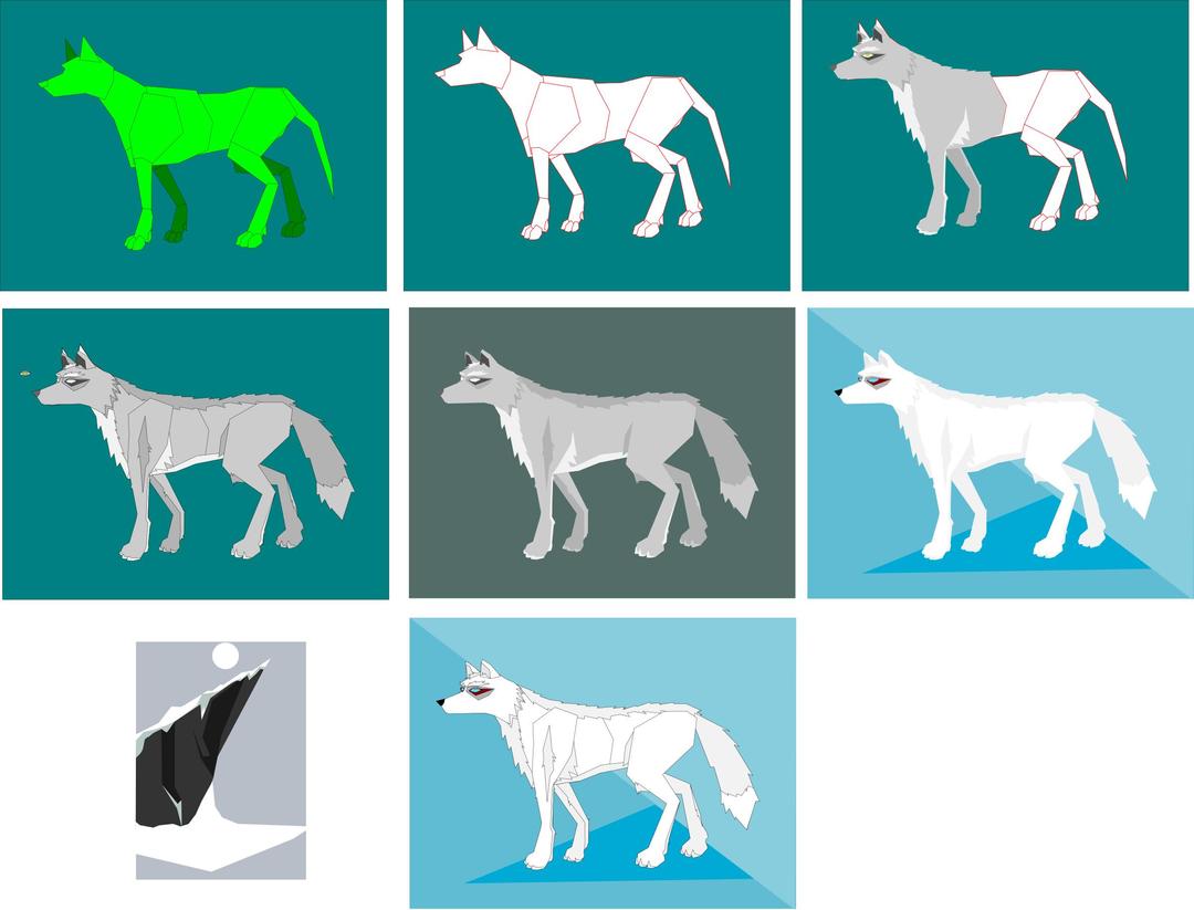 Wolf (step by step) png transparent