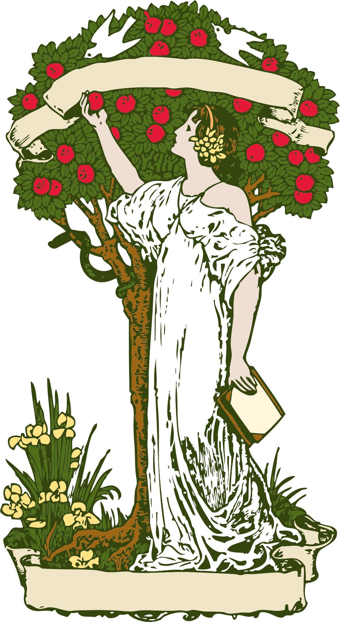 Woman at Apple Tree - Color png transparent
