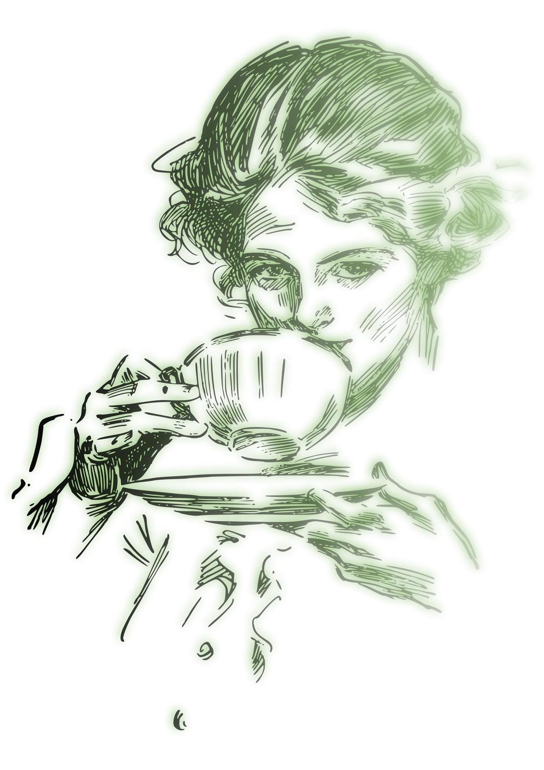 Woman drinking coffee or tea 02 - Blur  png transparent
