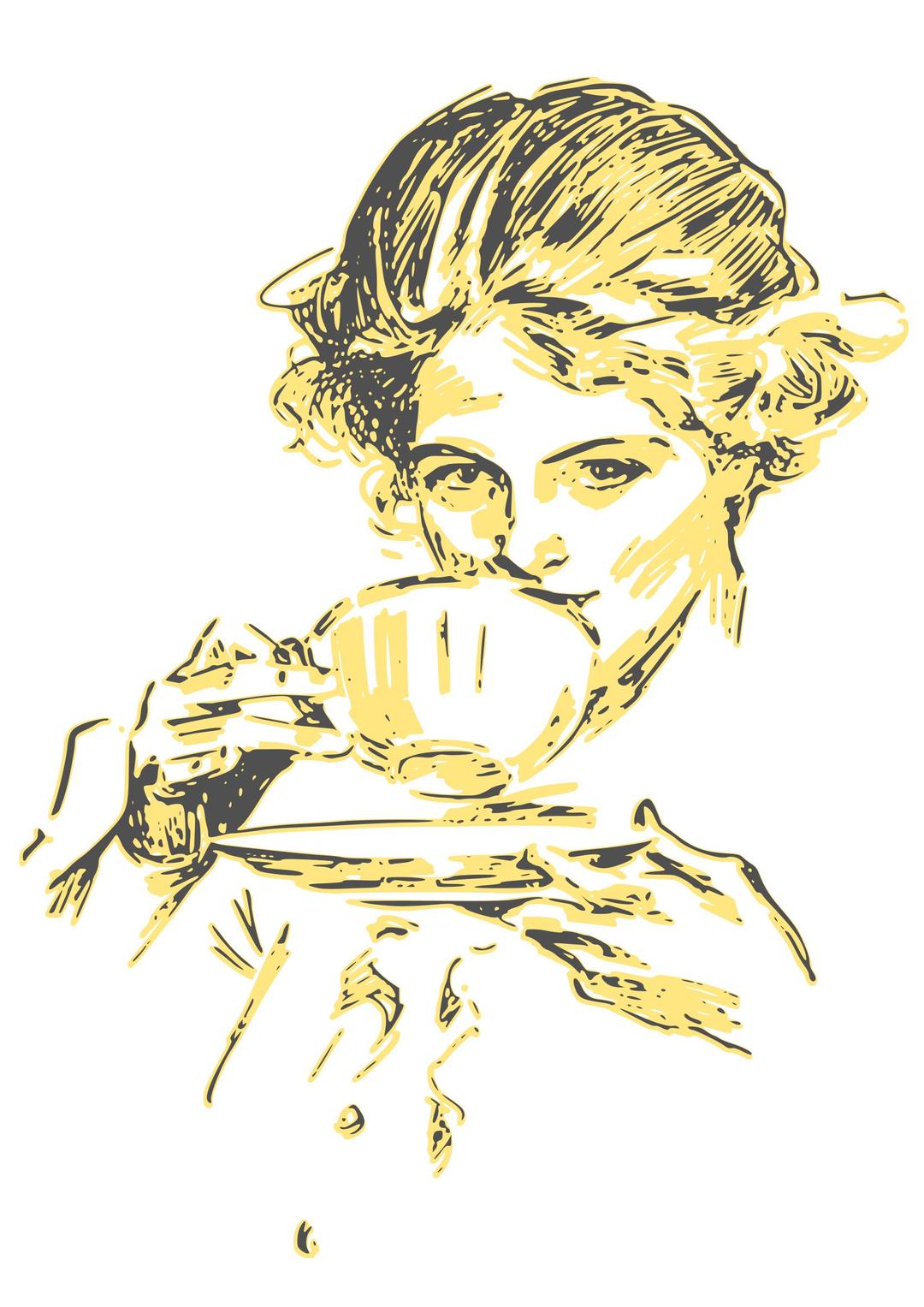 Woman drinking coffee or tea 03 png transparent