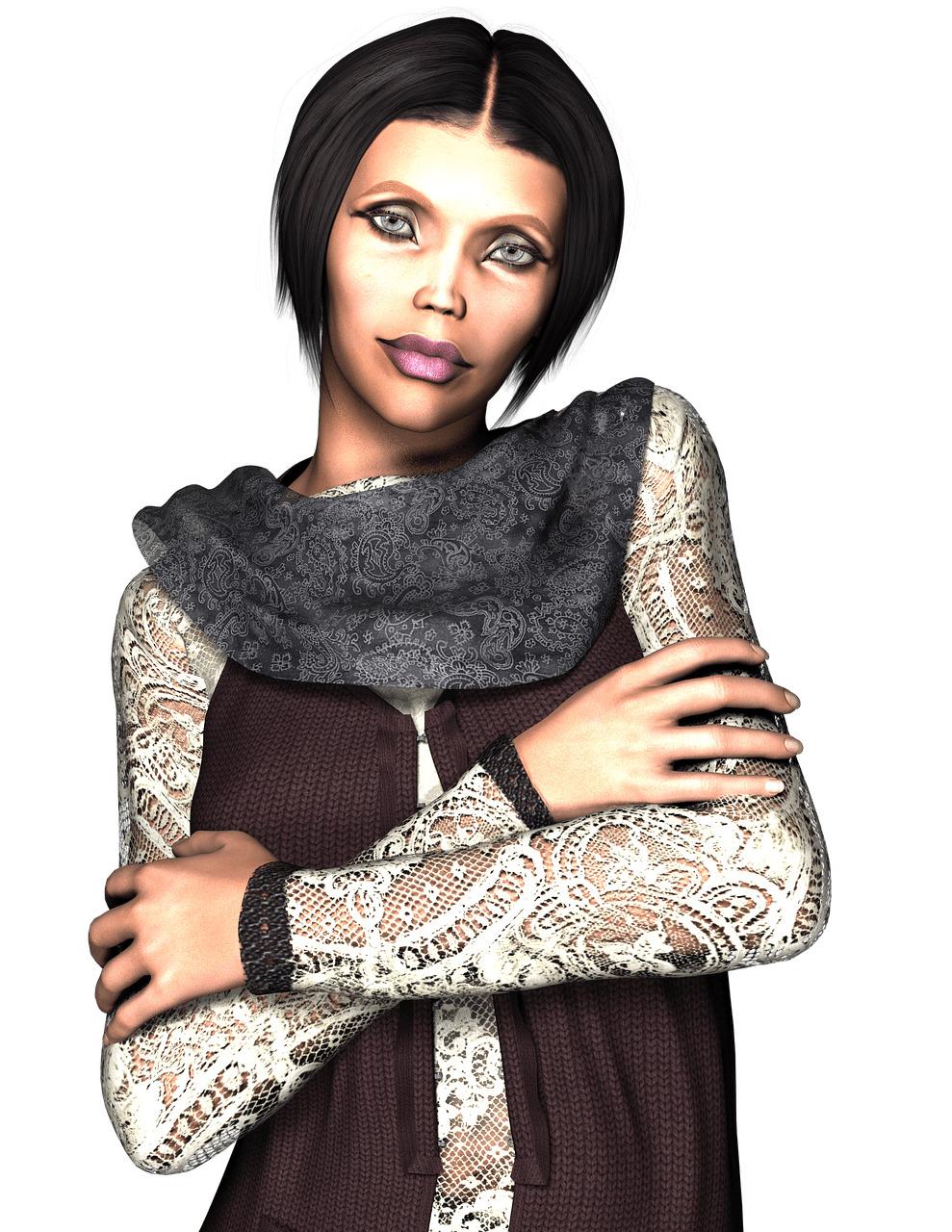 Woman Grey Scarf Arms Crossed png transparent