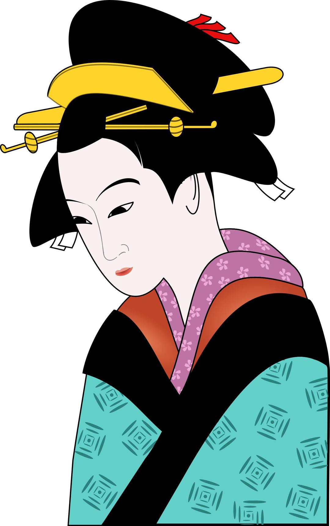 Woman in Kimono Simpler png transparent