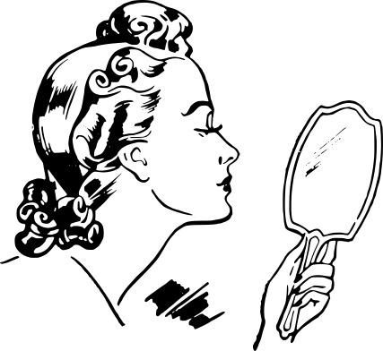 Woman Looking At Small Mirror png transparent