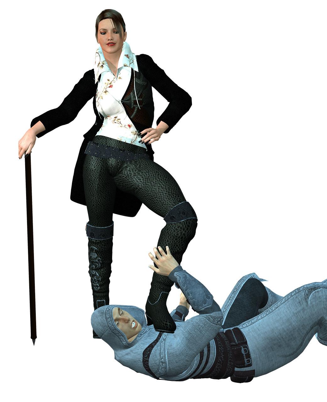 Woman Musketeer Foot on Knight png transparent
