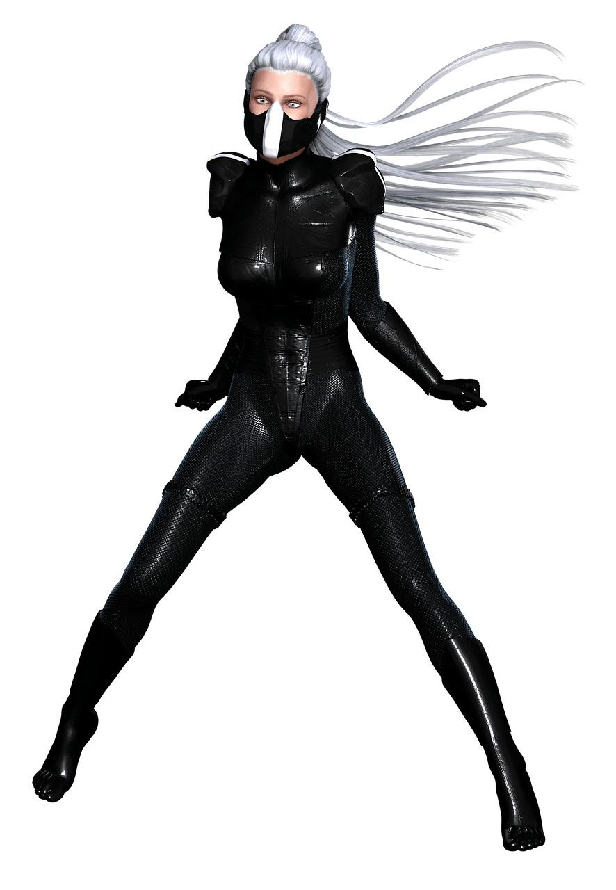 Woman Ninja Black Leather Suit png transparent