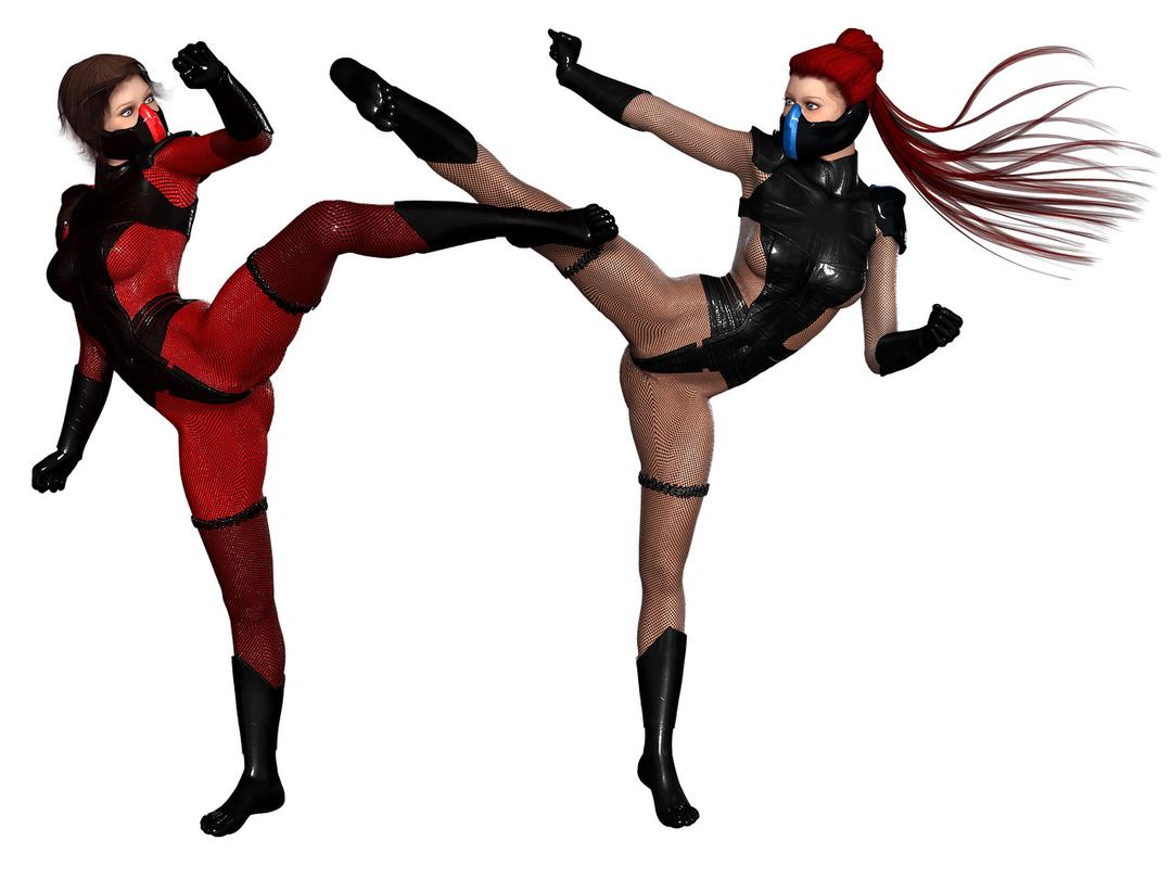 Woman Ninjas Fighting Pose png transparent