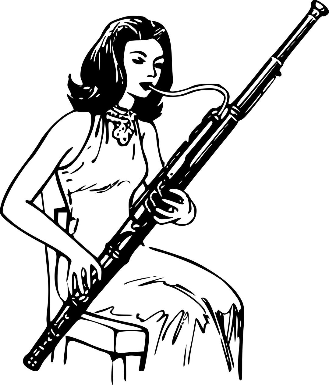 Woman playing bassoon png transparent