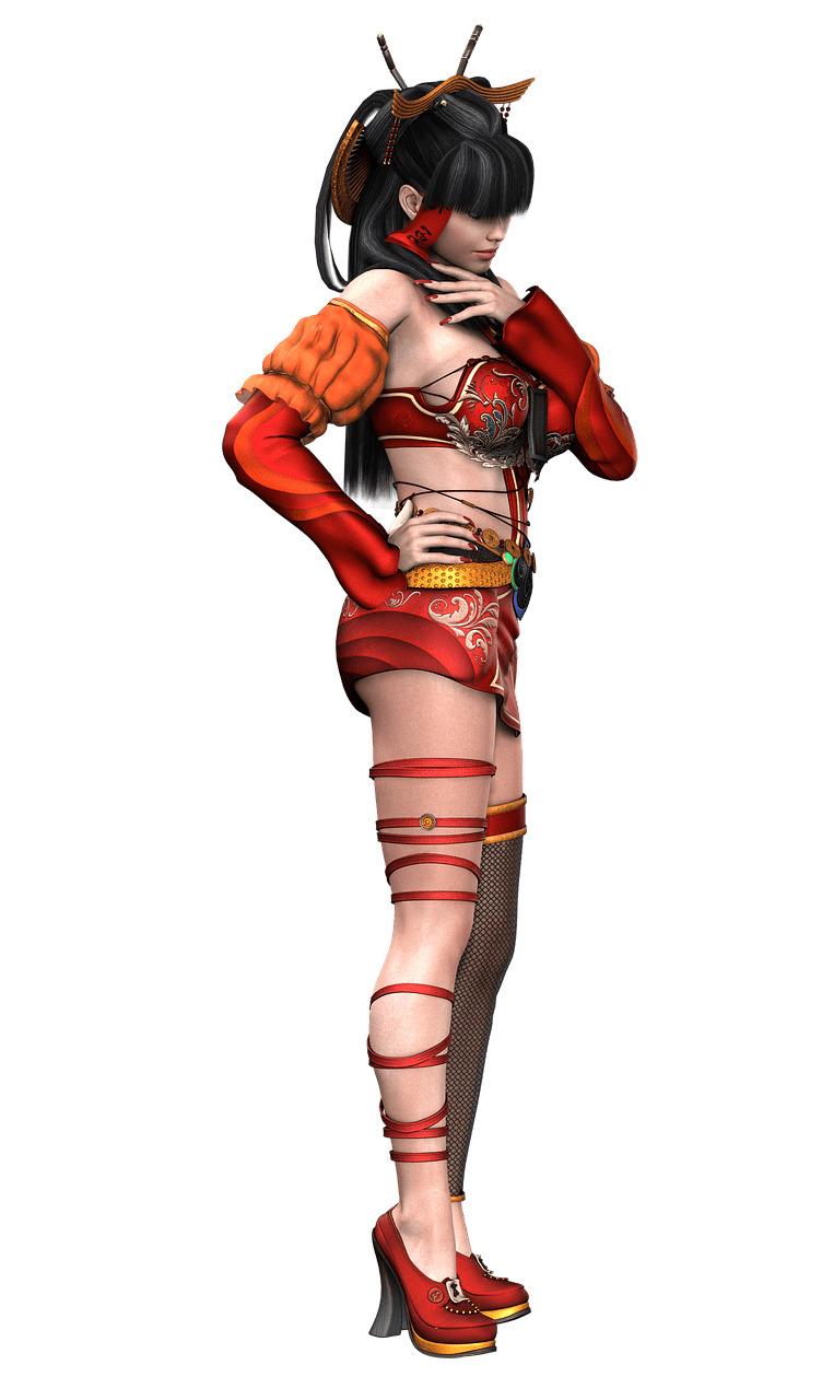 Woman Red Ribbons on Legs png transparent