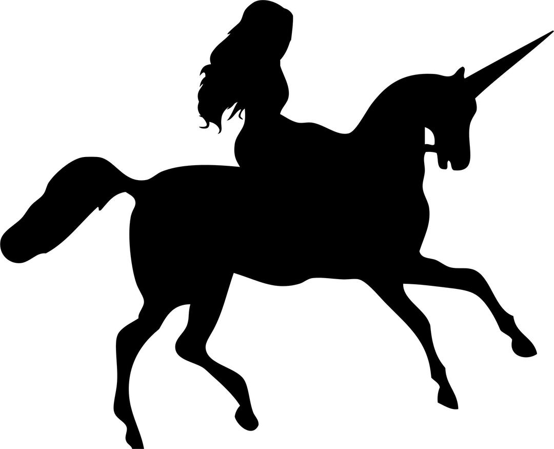Woman Riding Unicorn Silhouette png transparent