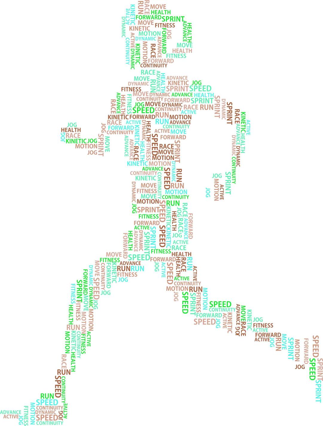 Woman Running Word Cloud Variation 2 No Background png transparent