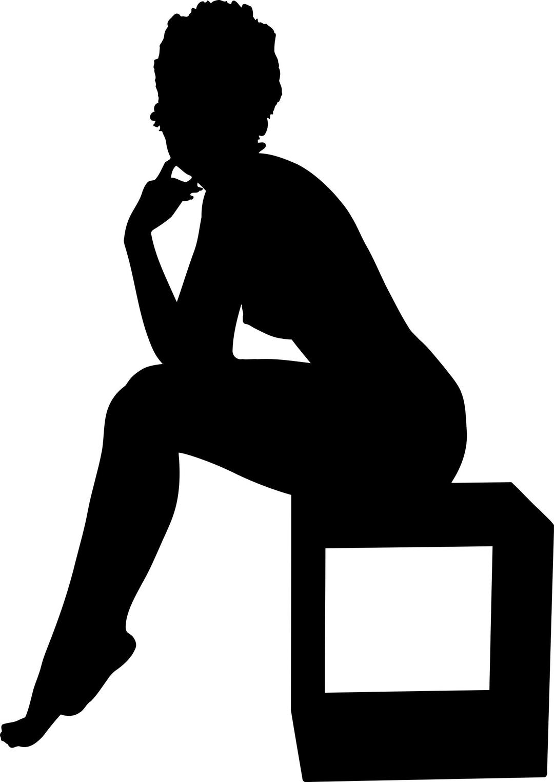 Woman sitting on a box png transparent