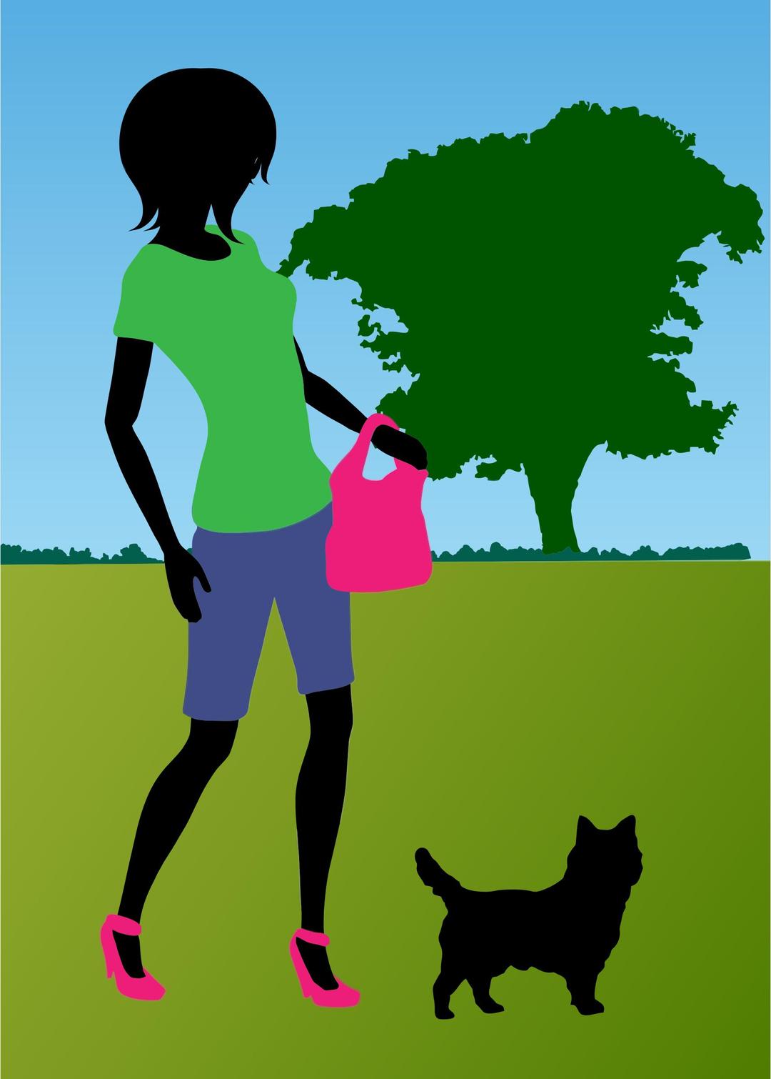Woman Walking Dog In Park png transparent
