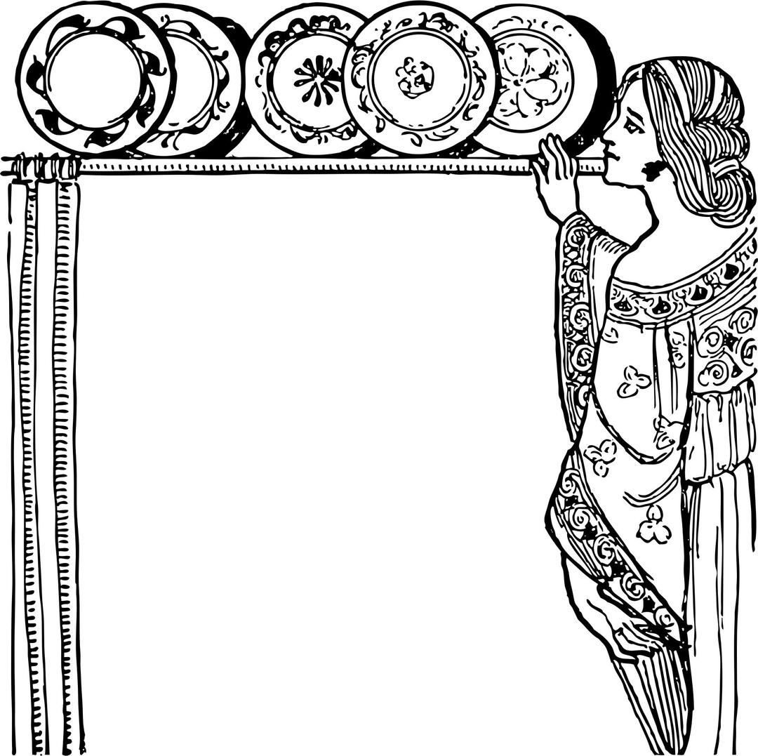 woman with decorative ceramic plates png transparent