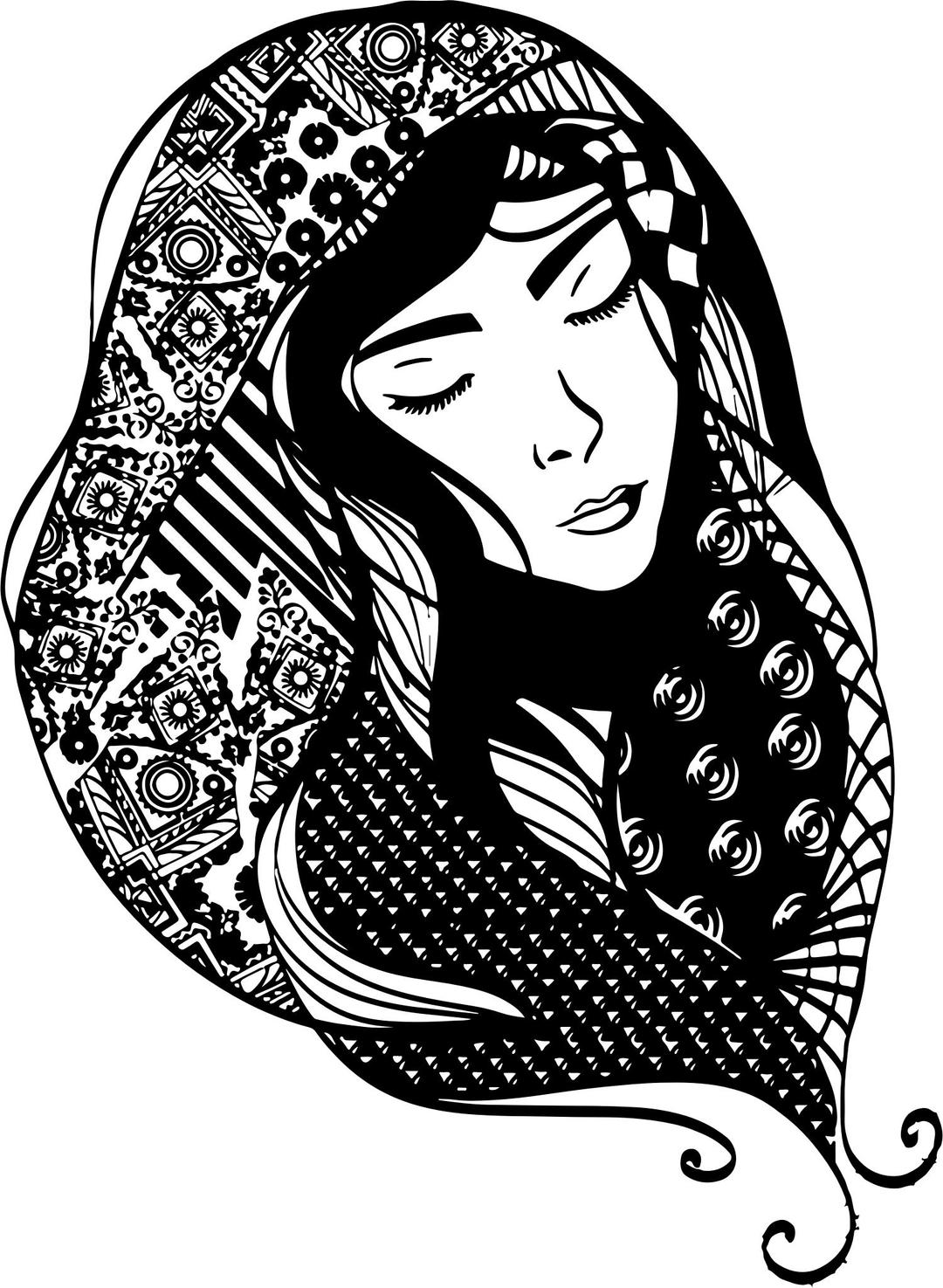 Woman With Detailed Head Scarf png transparent