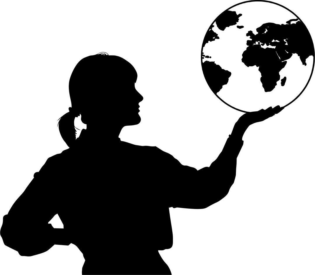 Woman With Globe In Hand Silhouette png transparent