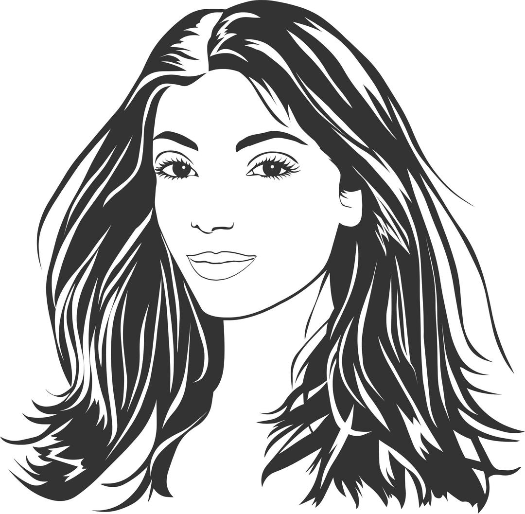 Woman With Long Hair Line Art png transparent