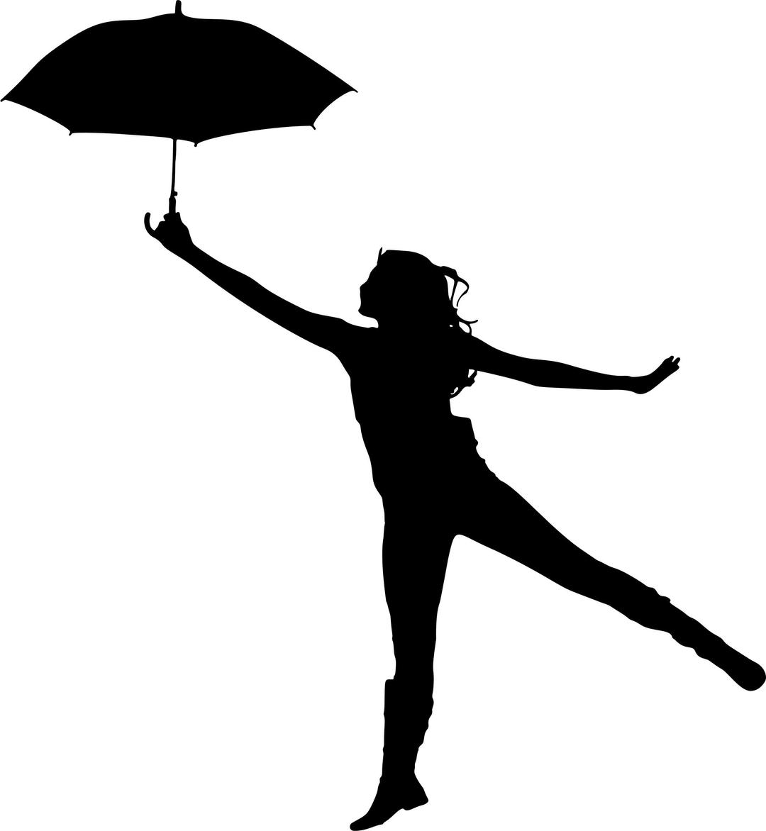 Woman With Umbrella Silhouette png transparent