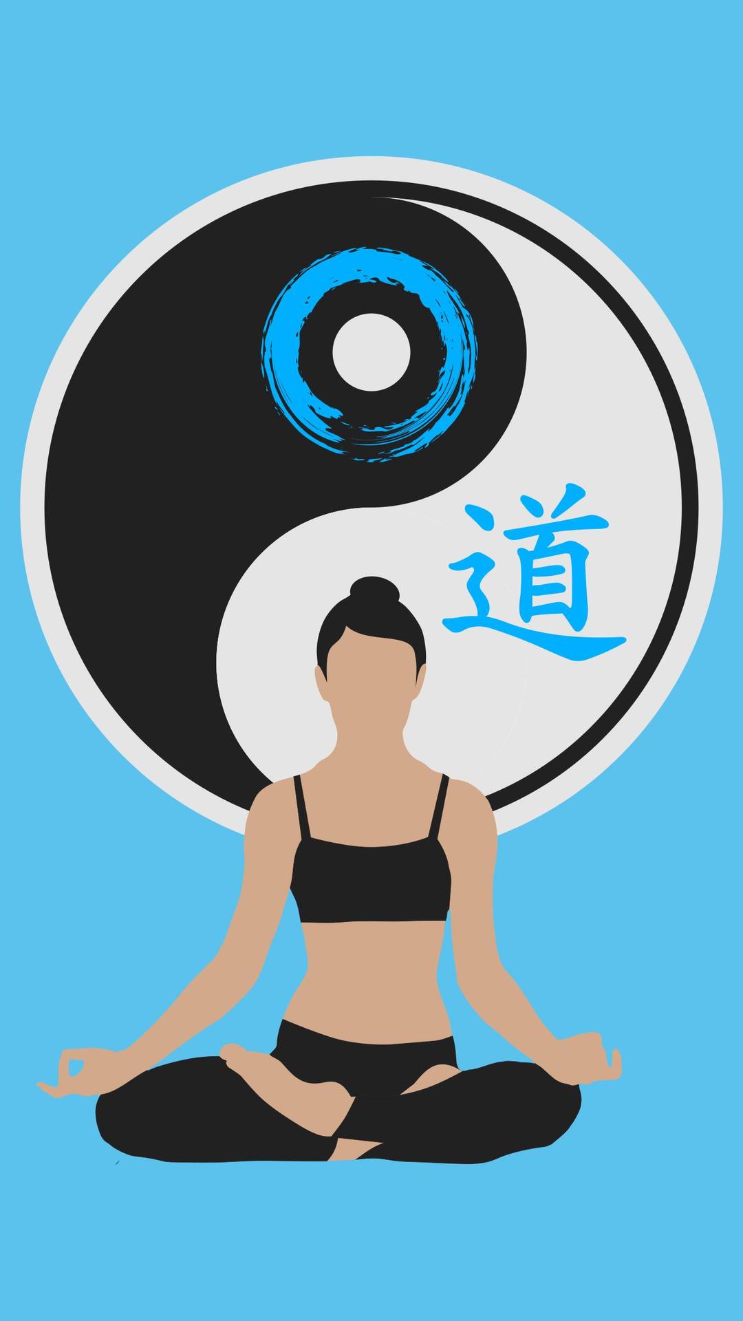 Woman Yoga Yin-Yang Blue / Mujer Yin-Yang Azul png transparent