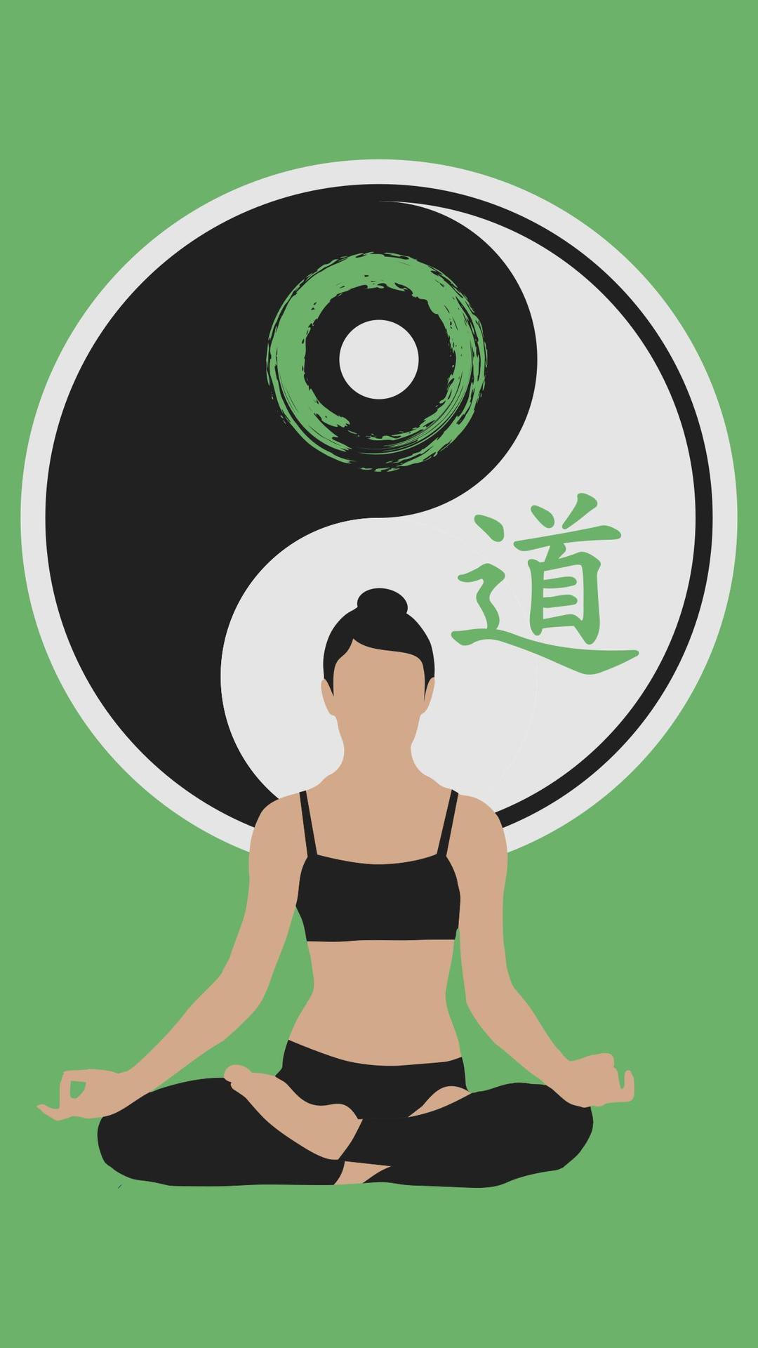 Woman Yoga Yin-Yang Green / Mujer Yin-Yang Verde png transparent