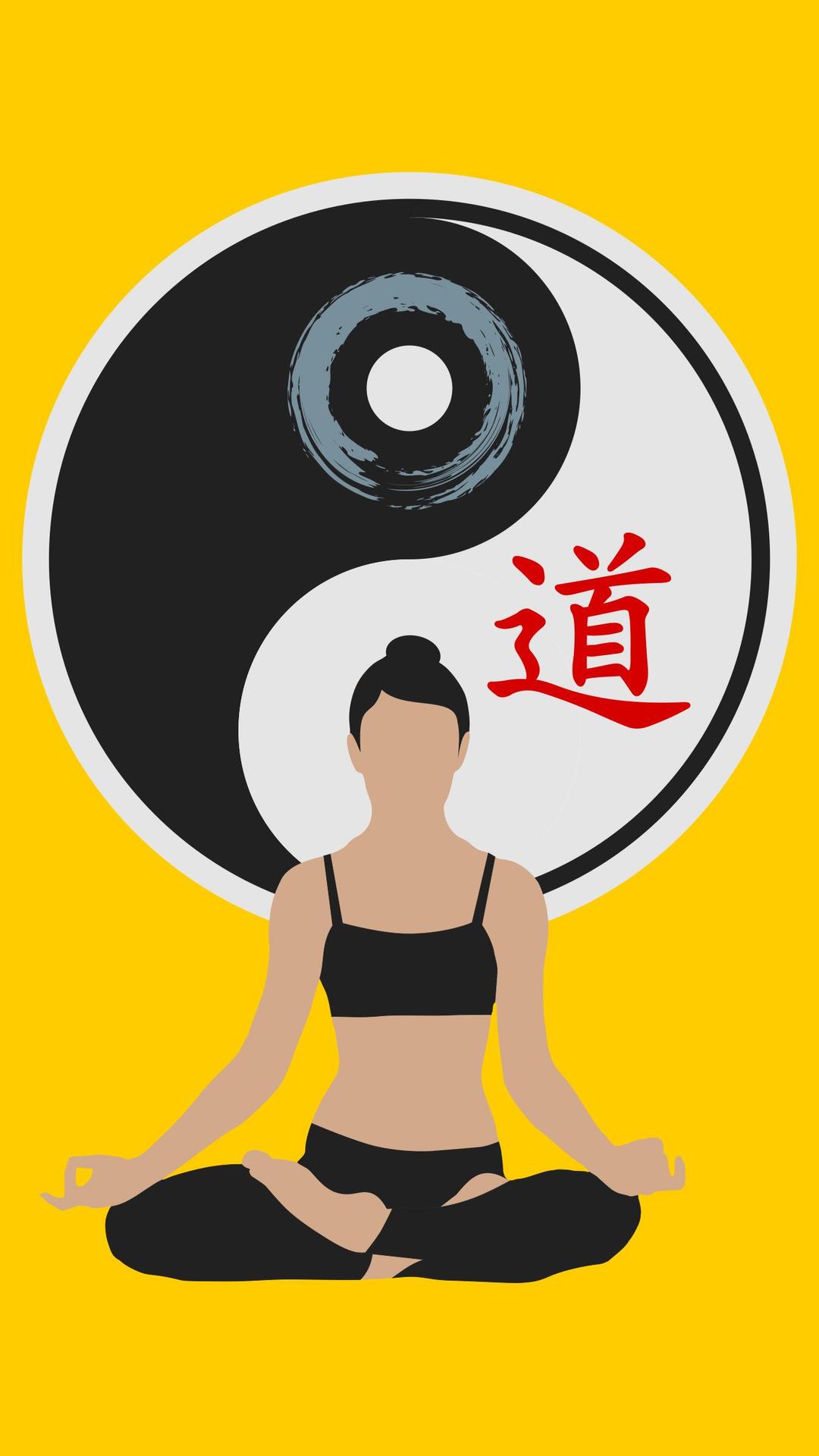 Woman Yoga Yin-Yang yellow / Mujer Yin-Yang Amarillo png transparent