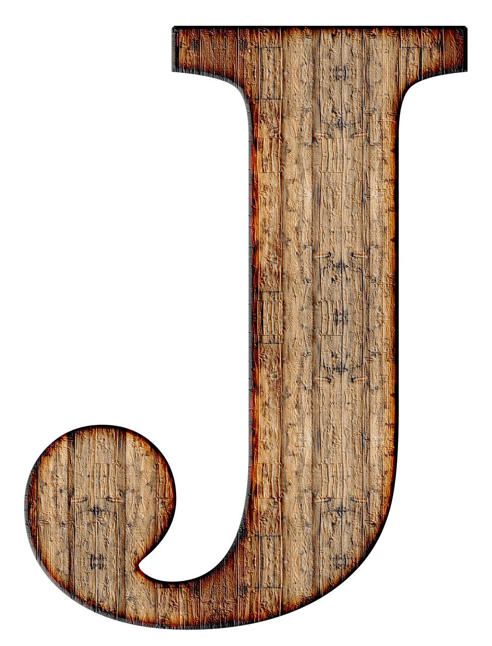 Wooden Capital Letter J png transparent