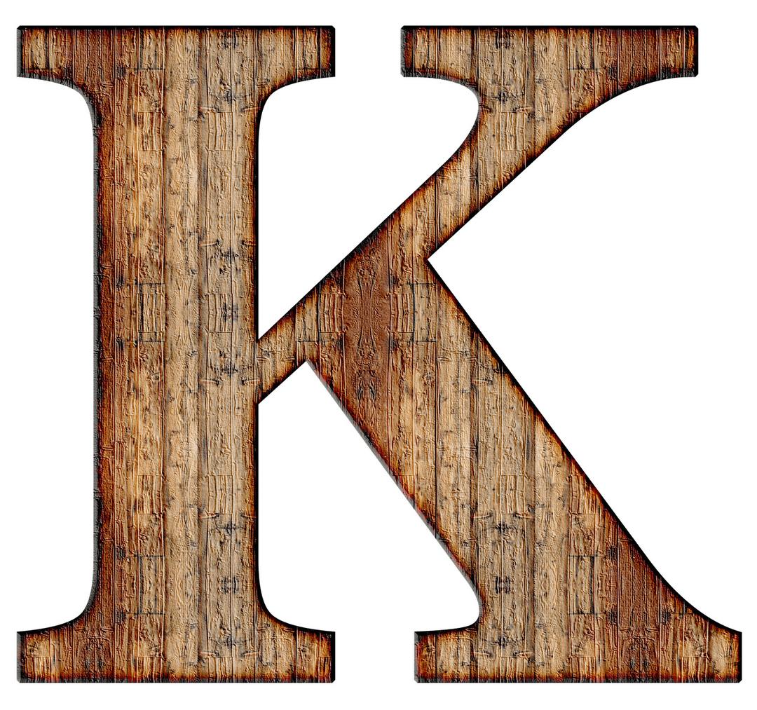 Wooden Capital Letter K png transparent