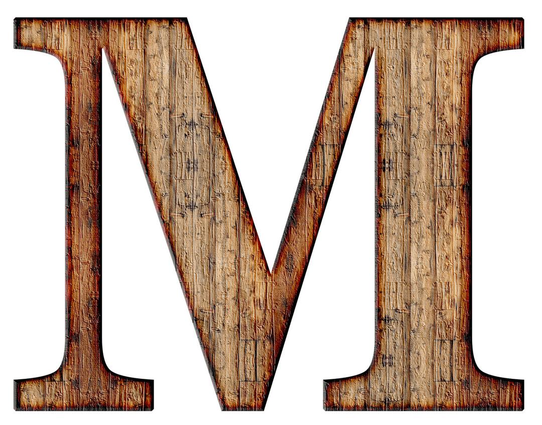 Wooden Capital Letter M png transparent