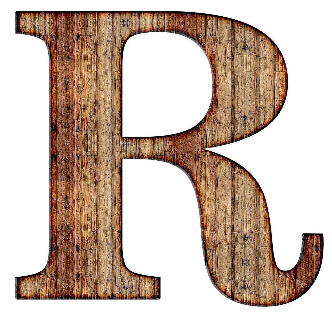 Wooden Capital Letter R png transparent
