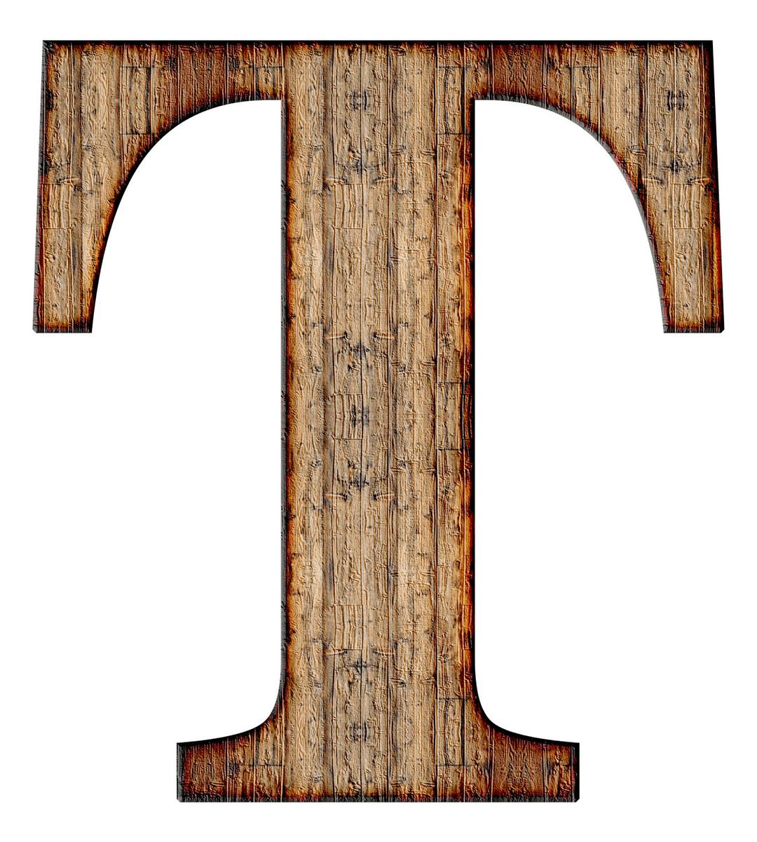 Wooden Capital Letter T png transparent