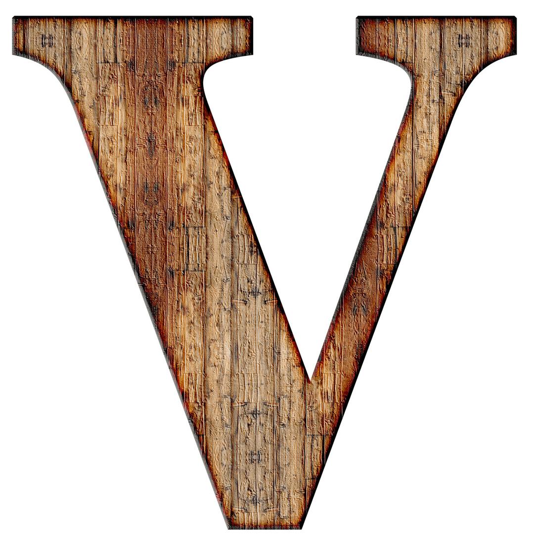 Wooden Capital Letter V png transparent
