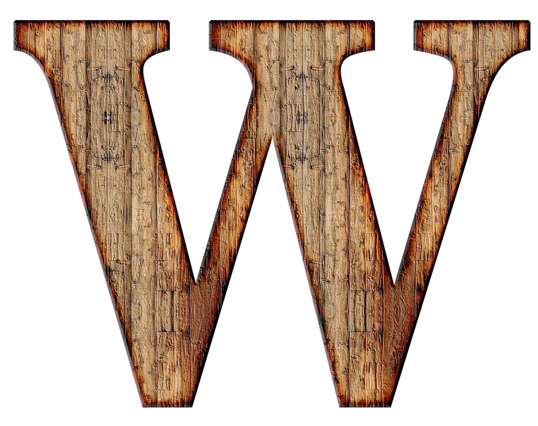 Wooden Capital Letter W png transparent