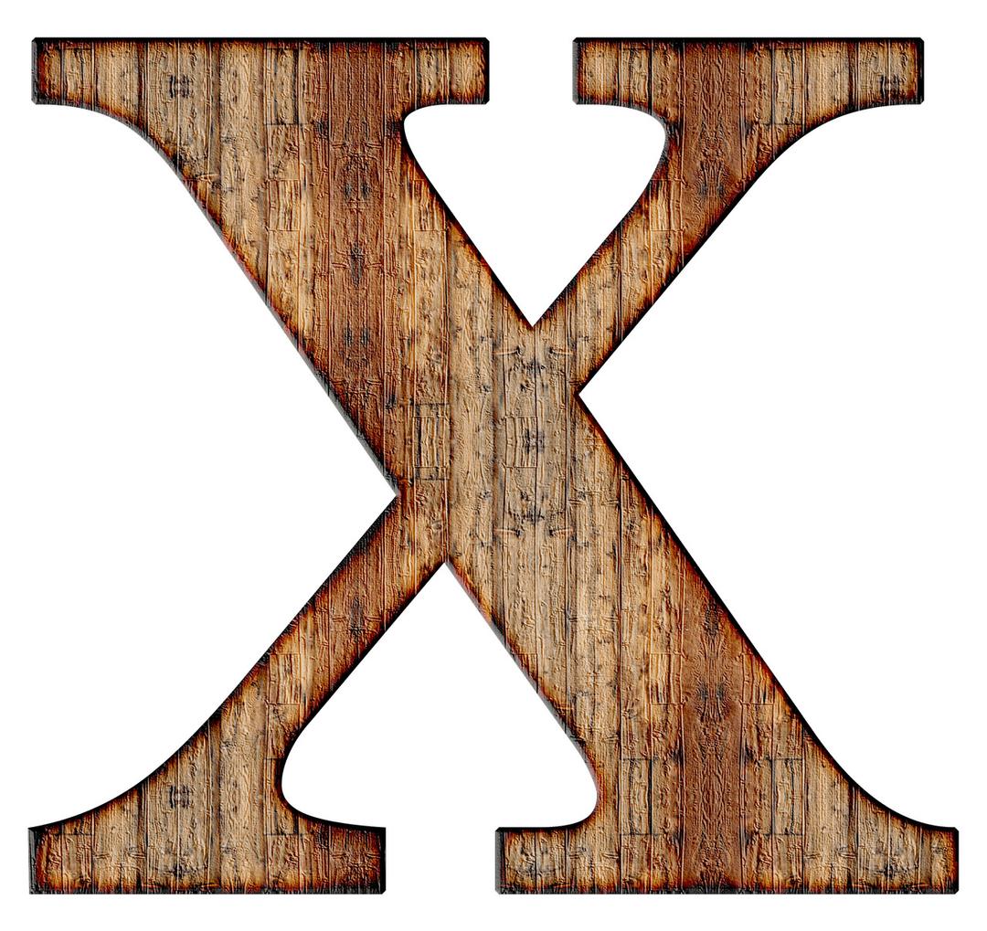 Wooden Capital Letter X png transparent
