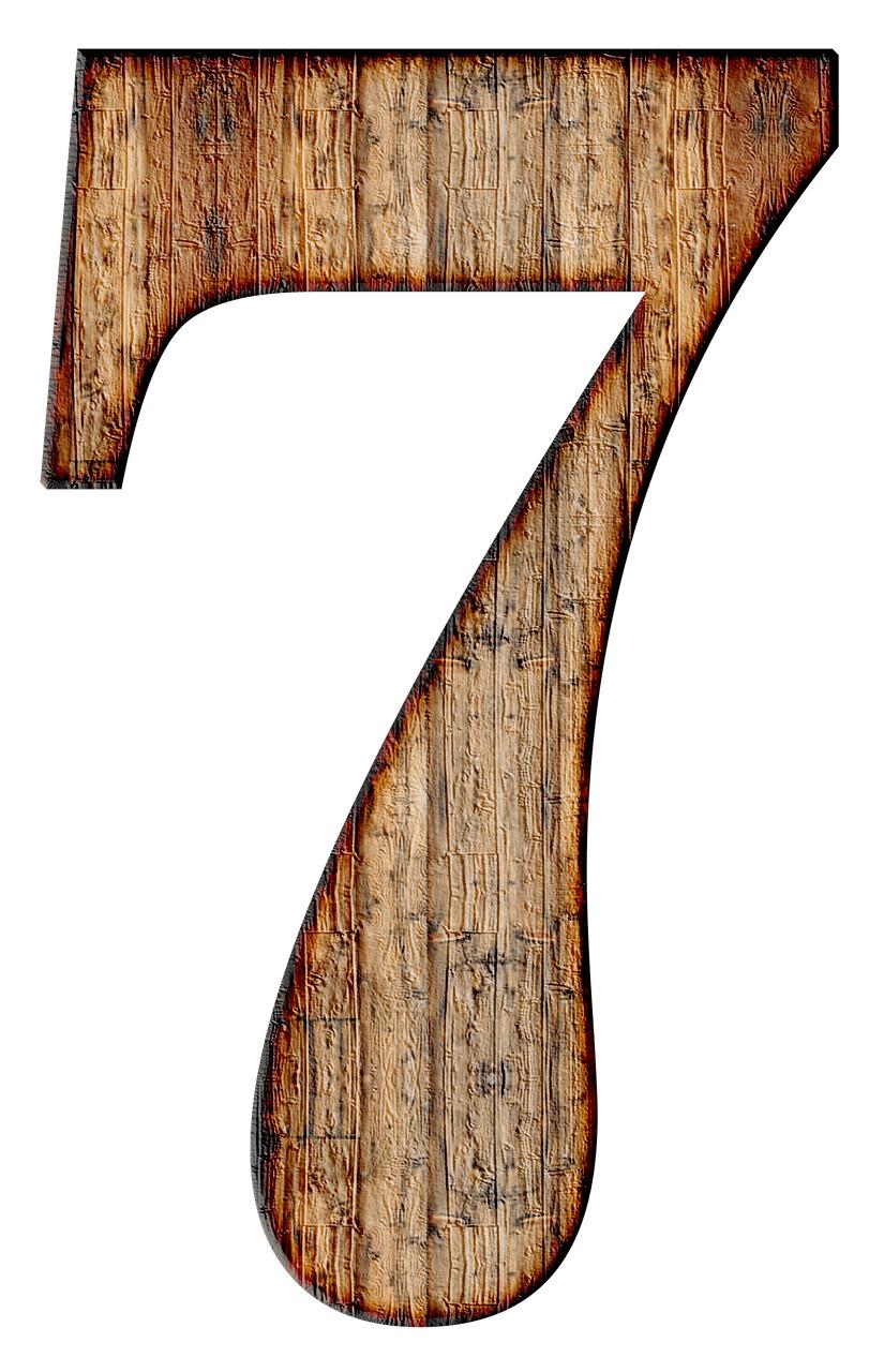 Wooden Number 7 png transparent