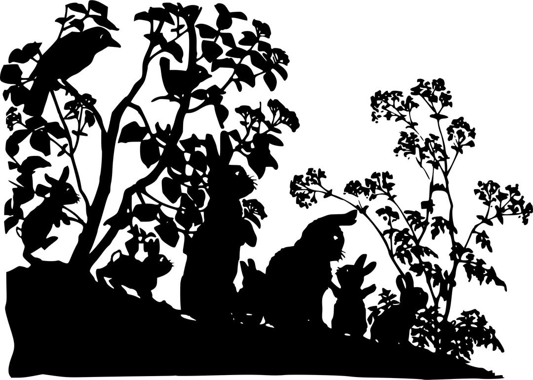 Woodland creatures silhouette png transparent