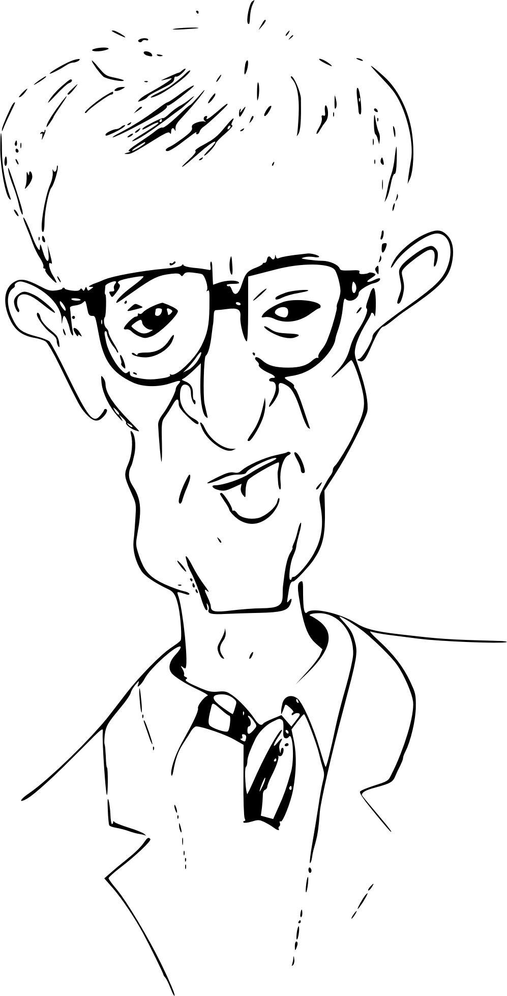 Woody Allen Caricature Outline png transparent