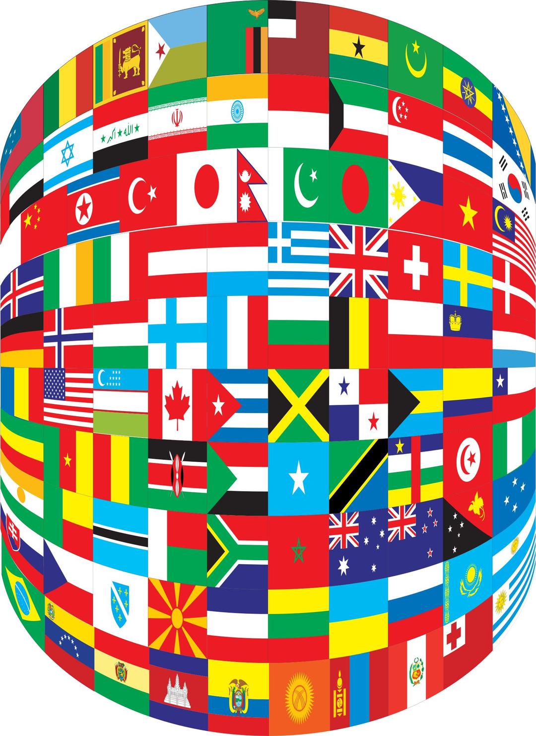 World Flags Cylinder png transparent