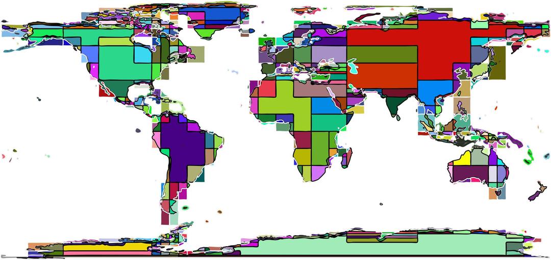World Map Abstract Blocks png transparent