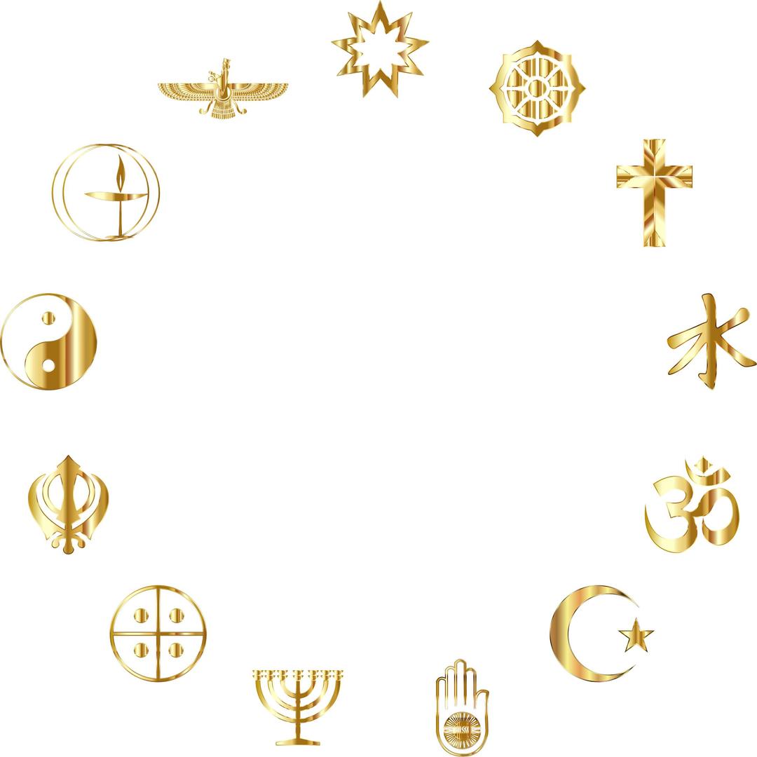 World Religious Symbols Gold png transparent