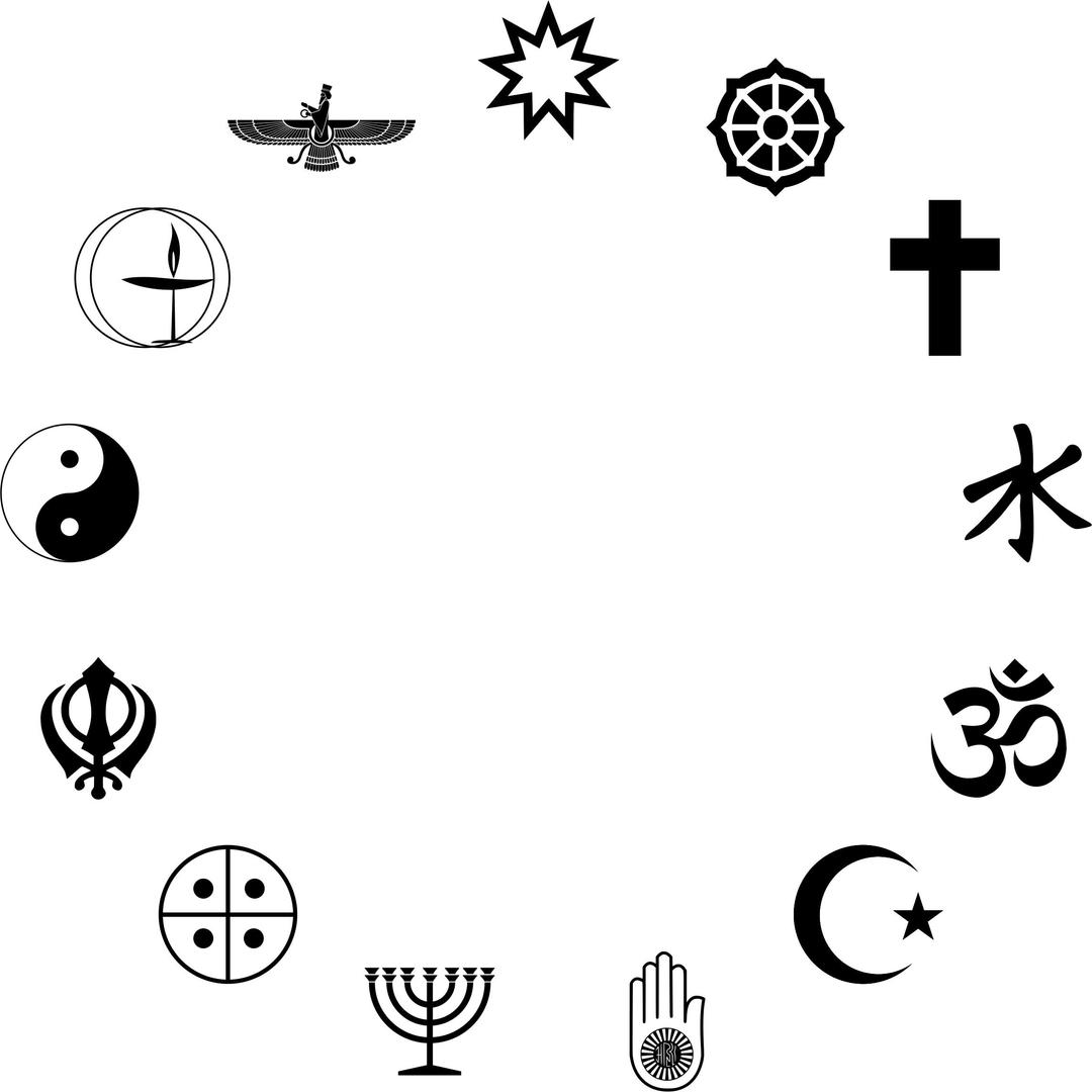 World Religious Symbols Silhouette png transparent