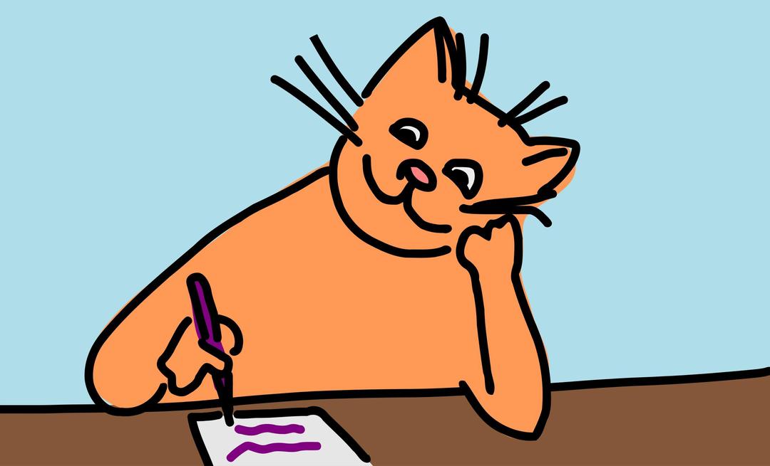 Writing cat png transparent