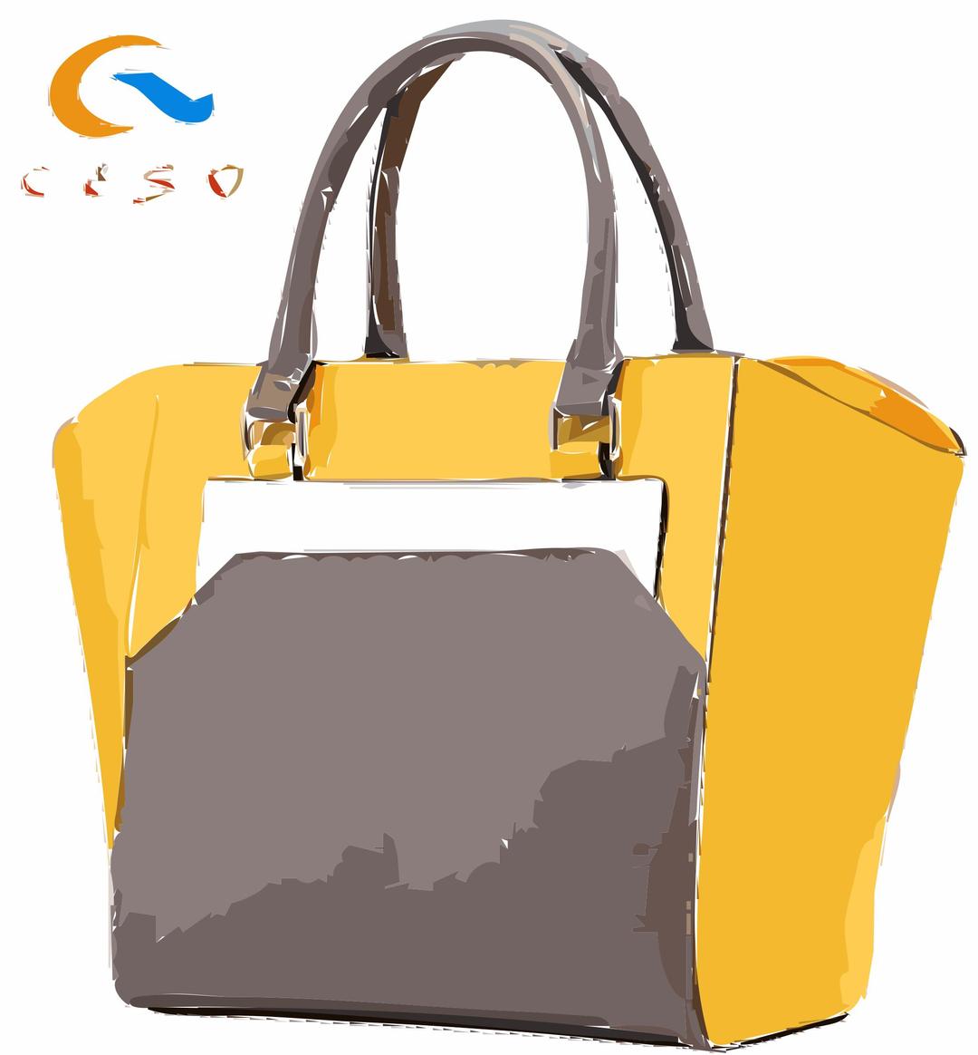 Yellow and Tan Leather Bag With Logo png transparent
