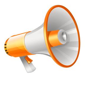 Yellow and White Megaphone Clipart png transparent