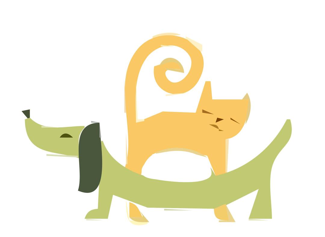 Yellow Cat and Green Dachshund png transparent