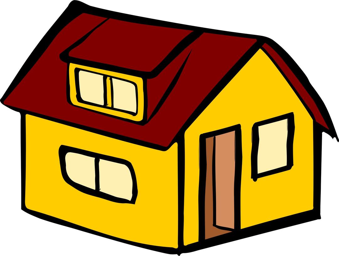Yellow detached house png transparent