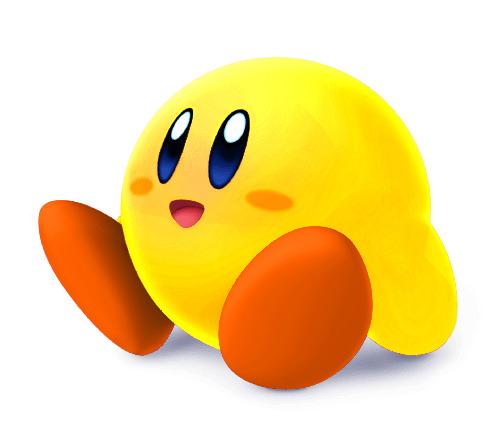 Yellow Kirby Sitting png transparent